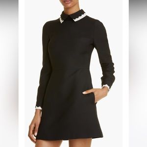 NWT Valentino Scallop Trim Long Sleeve Crepe Couture Dress, Current Season